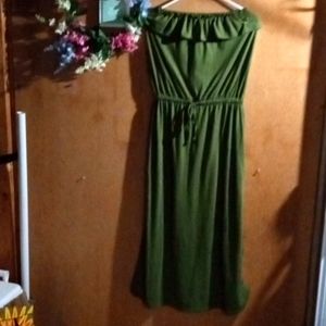 Dress by Rockwear Large army green strapless bow adjustable in waist